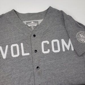 Volcom Sheckler Baseball Jersey Men's M  Medium Gray Logo Streetwear Skate